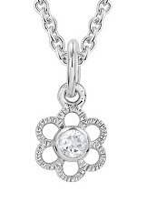teensy catchy silver trace chain butterfly baby April birthstone necklace
